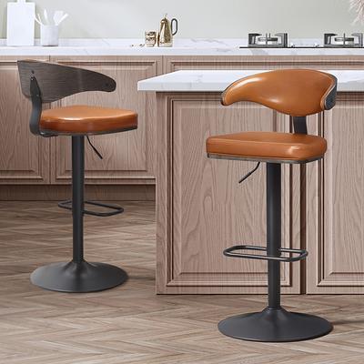 Art Leon Set of 2 Yellow Brown Swivel Adjustable Height Bar Stool in the  Bar Stools department at