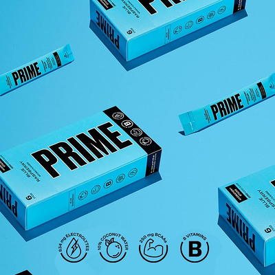 Prime Hydration+ Stick Pack, Electrolyte Drink Mix, 10% Coconut Water, 250mg BCAAs, Antioxidants, Naturally Flavored, Zero Added Sugar, Easy  Open Single-Serving Stick