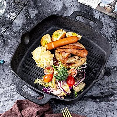 Bruntmor Black 2-in-1 Pre-Seasoned Square Cast Iron Dutch Oven