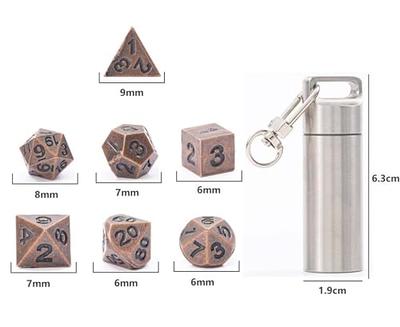 Thyggzjbs Mini Dice Set Tiny Small Metal DND Dice Set with Stainless Steel  Dice Case Portable