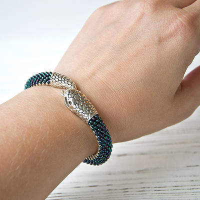 Silver snake bracelet, Ouroboros, Silver snake bangle, Serpent bracelet,  Snake jewelry, Beaded bracelet - 8.5 - Yahoo Shopping