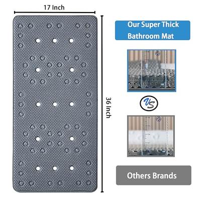  The Original Gorilla Grip Patented Shower and Bathtub Mat,  35x16, Long Bath Tub Floor Mats with Suction Cups and Drainage Holes,  Machine Washable and Soft on Feet, Bathroom Accessories, Beige Opaque 