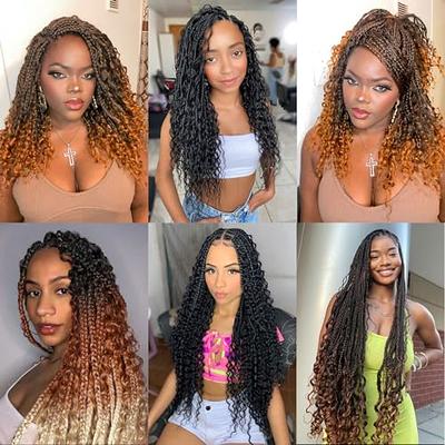 Coolbeeza 8 Packs Box Braids Crochet Hair with Curly Ends Goddess