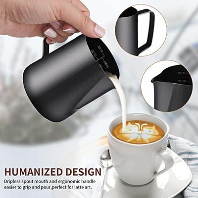 Milk Frothing Pitcher 12oz,Espresso Steaming Pitcher 12oz,Espresso Machine  Accessories,Milk Frother cup 12oz,Milk Coffee Cappuccino Latte