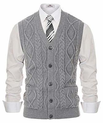 COOFANDY Men's Sweater Vest V Neck Casual Sleeveless Knitted Button  Cardigan Vest