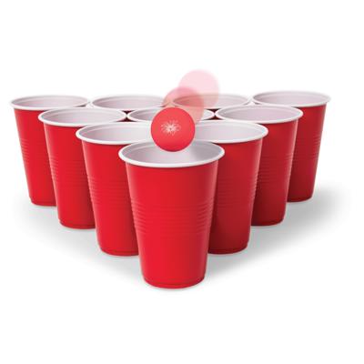 Beer Pong Cup Set with Funny Challenges, 20 Reusable Red Cups & 6 Ping Pong  Balls