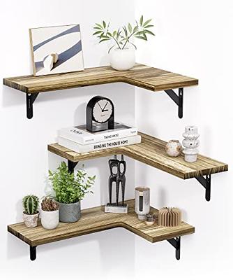 Set of 4 Corner Floating Shelves Wall Mounted Rustic Storage Shelves for  Bedroom