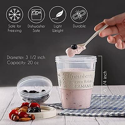 Cereal On The Go, Cup Container Breakfast Drink Milk Cups Portable Yogurt  and Travel To-Go Food Containers Storage With Spoon(Red)