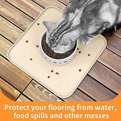 Silicone Dog Bowl Mat, Waterproof Floor Mat for Dog Food and Water Bowls,  Cat Food Mat Protect Floors in Your Dog or Cat Feeding Station 