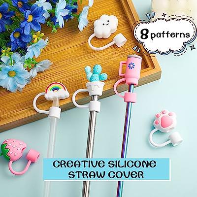 Straw Tips Cover, Reusable Straw Toppers, Kawaii Silicone Straw