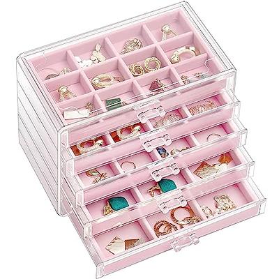  MIOINEY Compartment Storage Box with 3 Drawers Acrylic  Transparent Jewelry Organizer Nail Charm Holder with 72 Compartments for  Crafts Art Supply Nail Tip Beads Earrings Ring Studs (Clear Brown)