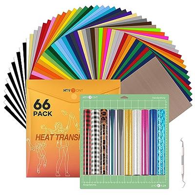 HTVRONT Heat Transfer Vinyl Bundle - 66 Pack 12x10in Iron on Vinyl for t  Shirts, 40 Assorted Colors HTV Vinyl with Teflon Sheet, Standard Sticky  Cutting Mat, Weeding Hook - Yahoo Shopping