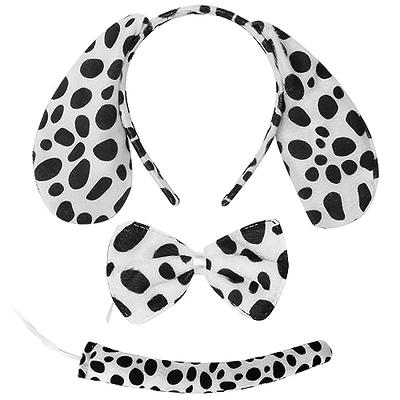 Dalmatian Dog Costume Set - Black and White Dog Ears Headband, Bowtie and  Tail Accessories Set for Dog Costumes for Toddlers and Kids