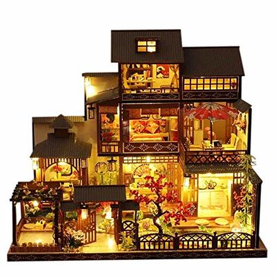 Kisoy Dollhouse Miniature with Furniture Kit, DIY 3D Wooden DIY