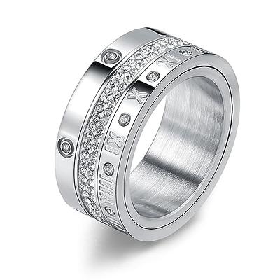 Shop LC 925 Sterling Silver Fidget Ring Men Spinner Ring Moon Star Anxiety  Ring for Women Wedding Band Platinum Plated Statement Jewelry Stress Relief  Bridal Engagement Rings Size 10 Valentines Day - Yahoo Shopping