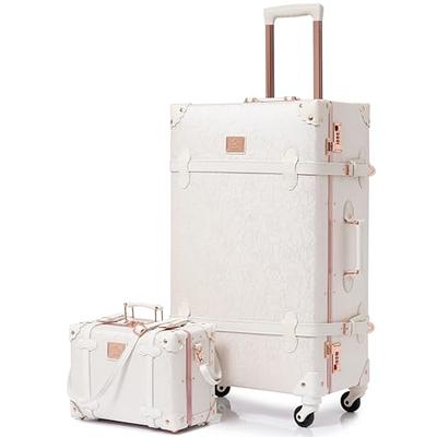 urecity vintage suitcase set for women, vintage luggage sets for women 2  piece, cute designer trunk luggage, retro suit case (Rose White, 26+12) -  Yahoo Shopping