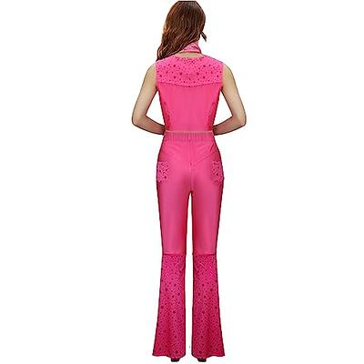 Pink Cowgirl Outfits Women 70s 80s Disco Costume Movie 2023 Women Halloween  Costumes Cosplay Disco