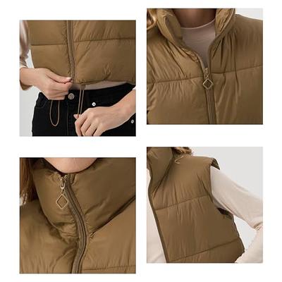 ANAYSN Women's Cropped Puffer Vest Sleeveless Warm Vests For Women Winter  Stand Collar Padded Gilet Lightweight Jacket（Khaki;XXL） - Yahoo Shopping