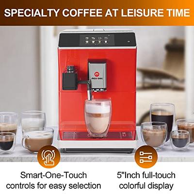 Mcilpoog ES317 Fully Automatic Espresso Machine，Milk Frother,Built-in  Grinder，Intuitive Touch Display ，7 Coffee Varieties for Home, Office,and  more