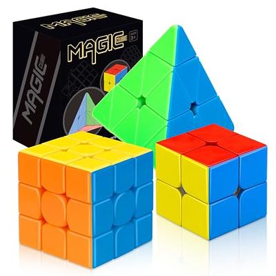 Speed Cube Set, Carbon Fiber Sticker Puzzle Cube Bundle Magic Cube Set of  Pyramid Speed Cube 