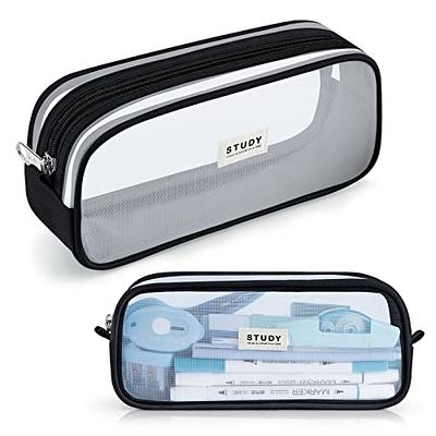  180° Pencil Case Clear Large Capacity Big Pencil Pouch with  Compartments Pen Bag Box Holder Organizer Simple Storage Aesthetic  Stationery Cosmetic for Adults Men Women Office Essentials (Blue) : Office  Products