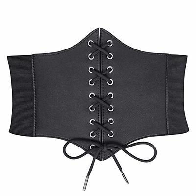 WHIPPY Women's Lace-up Corset Elastic Waist Belt, Tied Waspie Wide Belt for  Women Halloween Costume, Black, XXL - Yahoo Shopping