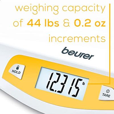 Beurer BY80 Digital Baby Scale, Infant Scale for Weighing in Pounds,  Ounces, or Kilograms up to 44 lbs with Hold Function, Pet Scale for Cats  and Dogs