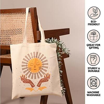 Canvas Tote Bag For Women, Reusable Grocery Bags, Cute Tote Bags Aesthetic  For Shopping, Beach, College White