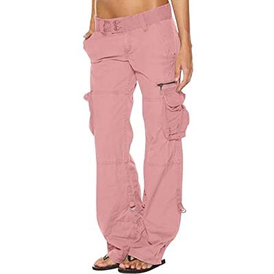 Casual Women Trousers Y2K Parachute Pants Clothing Pink High Waist