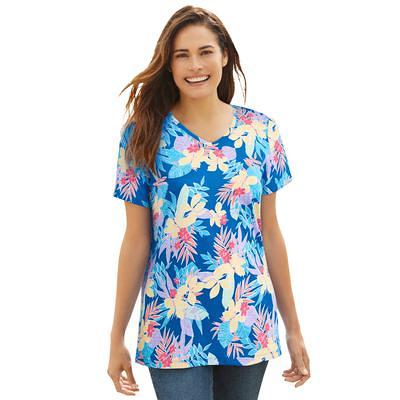 Plus Size Women's Perfect Printed Short-Sleeve Crewneck Tee by Woman Within  in Sage Blossom Vine (Size 2X) Shirt - Yahoo Shopping