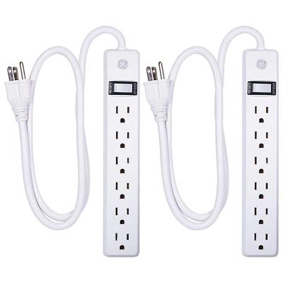 2.5ft Extension Cord w/ 6 Outlet Power Strip White