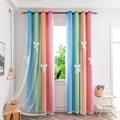 Yancorp Curtains for Girls Bedroom Kids Curtain Hollow-Out Star