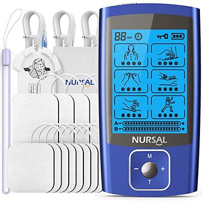  AUVON Dual Channel TENS EMS Unit 24 Modes Muscle Stimulator for  Pain Relief, Rechargeable TENS Machine Massager with 12 Pads, ABS Pads  Holder, USB Cable and Dust-Proof Storage Bag : Health
