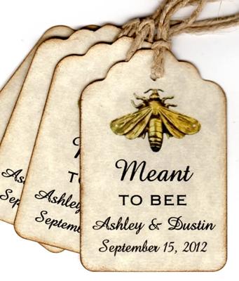 Wedding Favor Thank You Tags Meant To Bee Bridal Shower Engagement Party Honey Jar Gift Label - Vintage Style Set Of 100