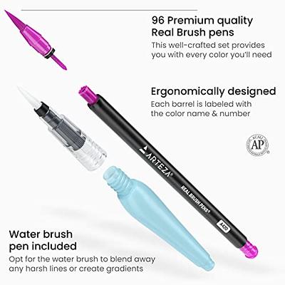 ARTEZA Real Brush Pens, 96 Drawing Pens Pack, Flexible Brush Tips,  Professional Watercolor Pens, Drawing Markers, Non-Toxic, for Artists,  Hobbyists, and Calligraphy Enthusiasts - Yahoo Shopping