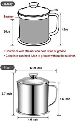 Bacon Grease Container 1.3l Cooking Oil Storage Can With Strainer,oil  Strainer Potfor Storing Cooki