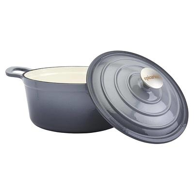 vancasso 5 qt. Non-Stick Cast Iron Round Dutch Oven in Gray with Lid