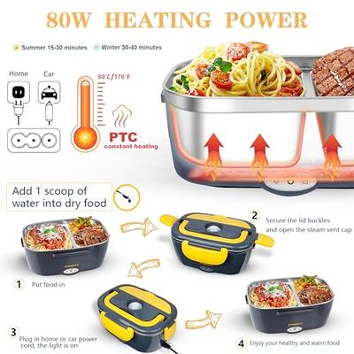 Electric Lunch Box Food Warmer, 80W Food Heater 3 in 1 12/24/110V for Car  and Home, Lunch Heating Microwave for Truckers with 304 Stainless Steel  Container, 1.5 L Heated Food Box with Tableware - Yahoo Shopping