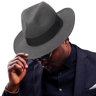 Ruphedy Wool Fedora Hats for Men Women Wide Brim Felt Panama Hat