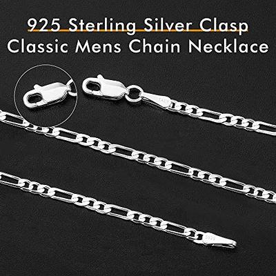 Solid 925 Sterling Silver Figaro Chain Necklace For Men And Women All Sizes