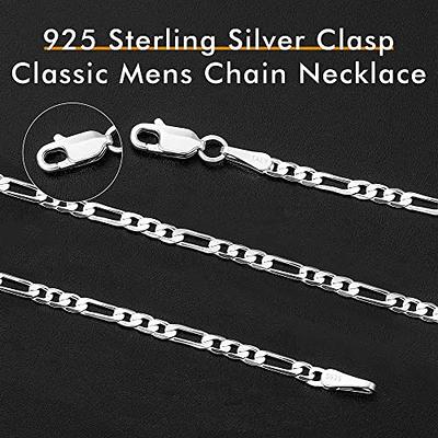 Solid 925 Sterling Silver Figaro Chain Necklace For Men And Women