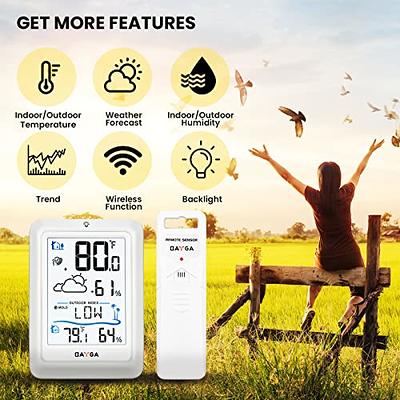 BAYGA Indoor Outdoor Thermometer Wireless Digital Hygrometer, High  Precision Temperature Humidity Gauge Monitor with 330ft Range Remote  Sensor, Backlight Room Thermometer with Outdoor Index - Yahoo Shopping