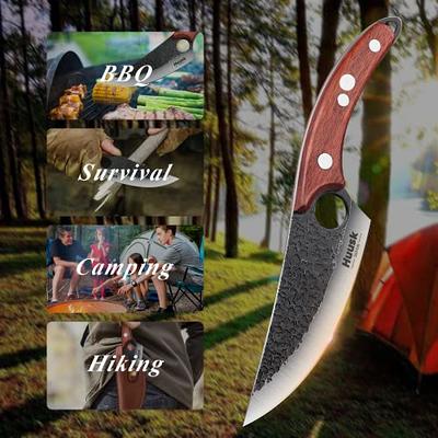 Meat Cleaver Knife Heavy Duty, 6 inch Full Tang Sharp Serbian Chef Knife,  High Carbon Steel Cutting Knife with Leather Sheath for Kitchen Camping BBQ  