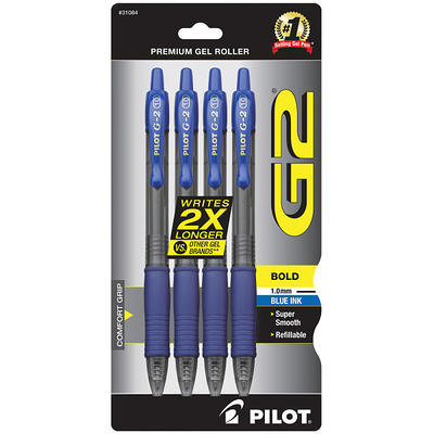 Pilot G 2 Retractable Gel Pens Bold Point 1.0 mm Clear Barrels Blue Ink  Pack Of 12 Pens - Office Depot