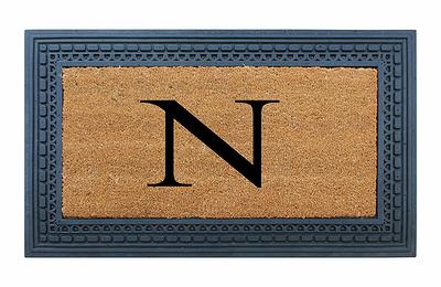 A1hc Rubber & Coir Monogrammed Door Mat for Front Door, 24x39, Anti-Shed Treated Durable Doormat for Outdoor Entrance, Heavy Duty, Thin Profile Easy