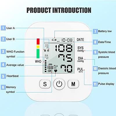 Tovendor Upper Arm Blood Pressure Monitor, Home Use Automatic BP Cuff Machine with Adjustable 8.7 inch-16.5 inch Cuff, LCD Large Display, 2 Users 180