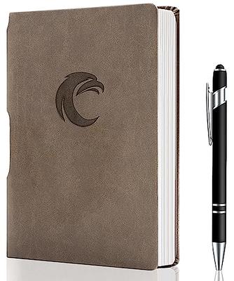 PERCUN Black Leather Lined Notebook Journal for Women Men，A5