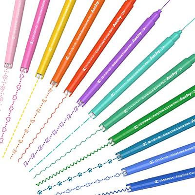 10 Colors Curve Highlighter Pens Set, 10 Different Shapes Dual Tip Mar –  JATBAAK