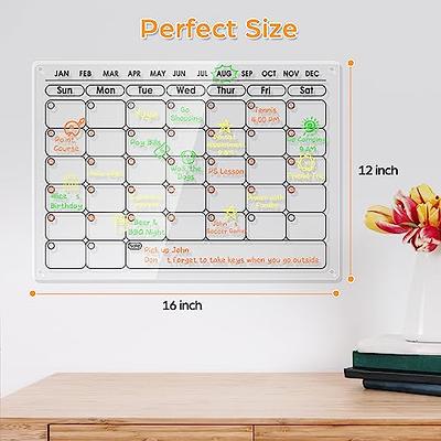 Acrylic Monthly Dry Erase Calendar, 16 x 16