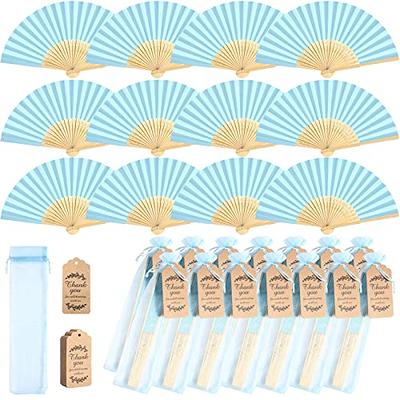 Roowest 50 Pack Handmade Paper Folding Fans with Gift Bags Thank You Card,  Bamboo Handheld Folded Fan for Home DIY Office Decor Wedding Party Baby  Shower Party Gift Accessories (Blue) - Yahoo Shopping